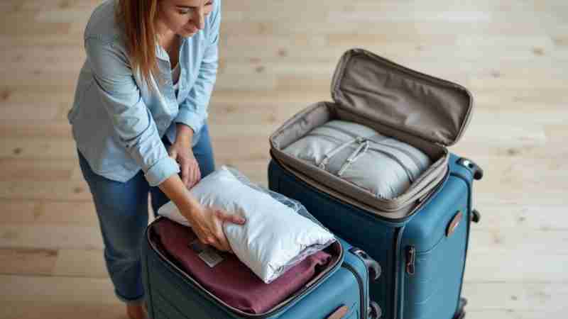 Innovative packing strategies for efficient travel, Concept art for illustrative purpose, tags: und - Monok